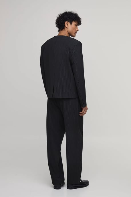 Pinstripe Relaxed Fit Seam Detailed Suit Trousers - Image 3