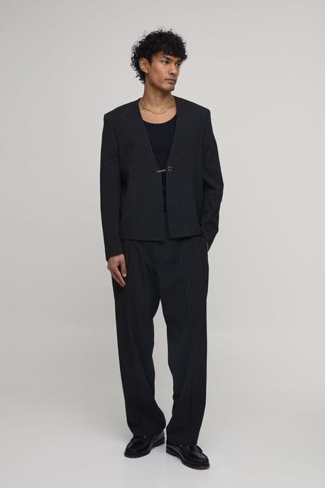 Pinstripe Relaxed Fit Seam Detailed Suit Trousers - Image 4