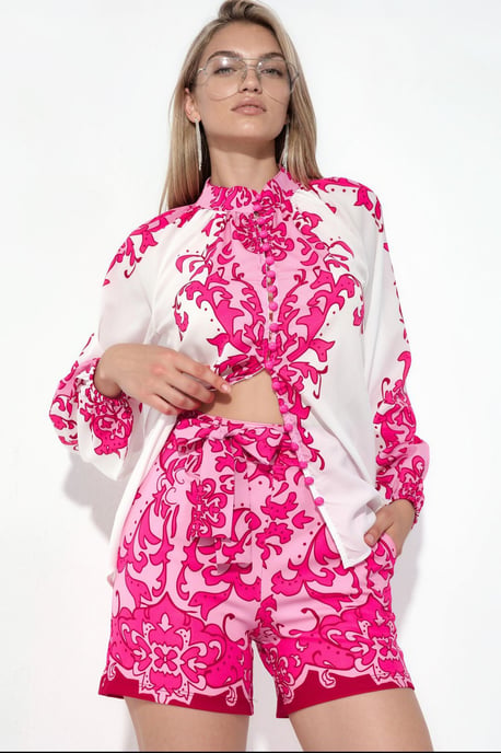 Paisley Tie-front Blouse And Shorts Set - Image 2