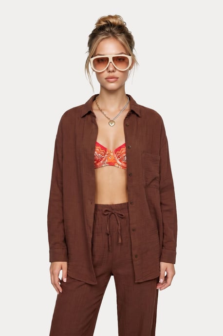 High Waist Wide Leg Two-Piece Co-ord Set with Shirt Collar - Image 5