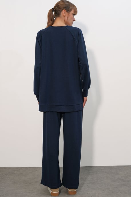 Oversize Abstract Print Crew Neck Tunic & Pants Set - Image 5