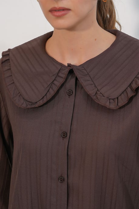 Long-sleeve Textured Shirt With Baby Collar - Image 4