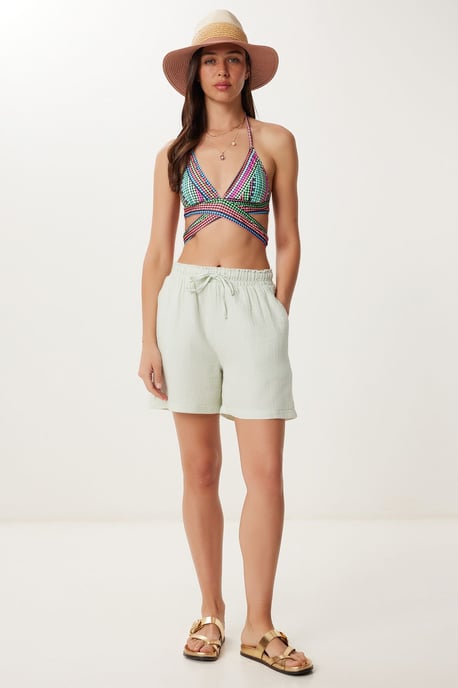 High Waist Wide Leg Cotton Shorts - Image 2