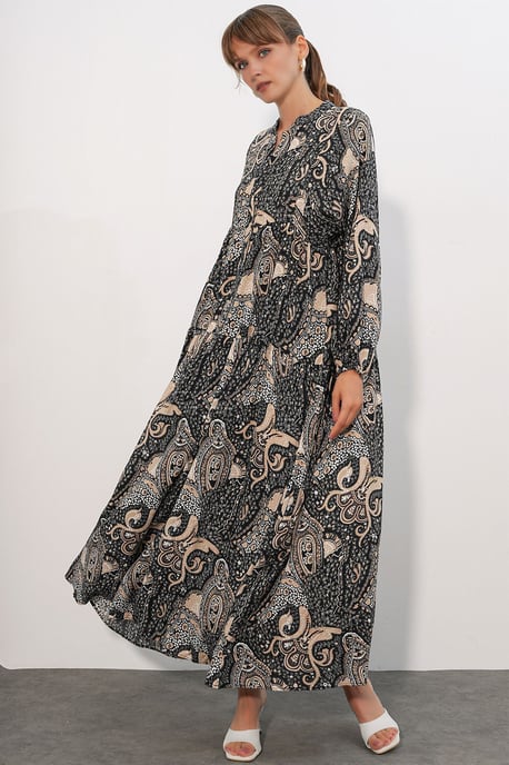 Patterned V-Neck Maxi Dress - Image 2