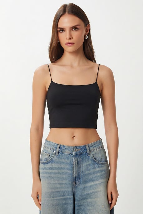 Slim Fit Square Neck Crop Top - Image 2