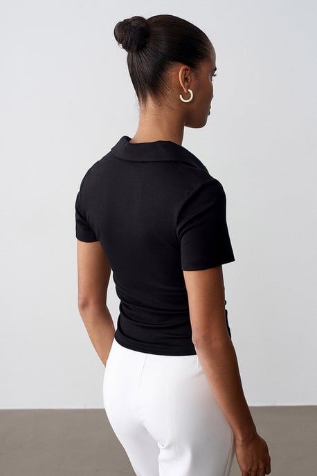 Women’s Crop Slim Fit Polo T-Shirt - Image 2