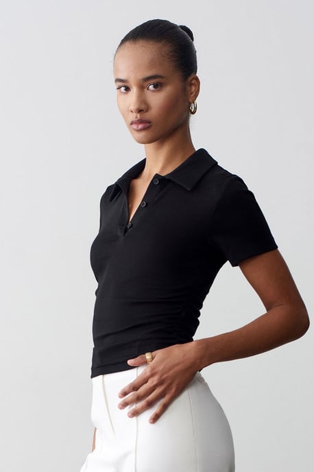 Women’s Crop Slim Fit Polo T-Shirt - Image 3