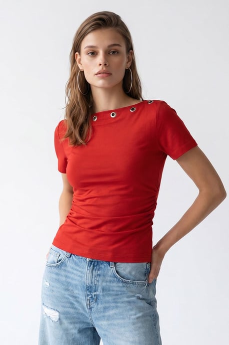 Women's Slim Fit Boat Neck T-Shirt - Image 2