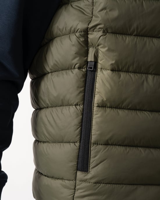 Slim Fit Sleeveless Logo Detail Gilet in Olive - Image 5