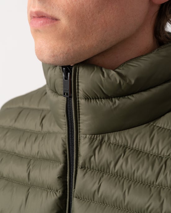 Slim Fit Sleeveless Logo Detail Gilet in Olive - Image 6