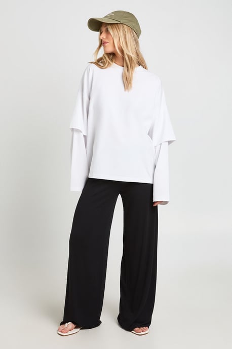 Petite Everyday Jersey Wide Leg Trouser - Image 1