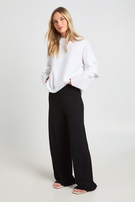 Petite Everyday Jersey Wide Leg Trouser - Image 3