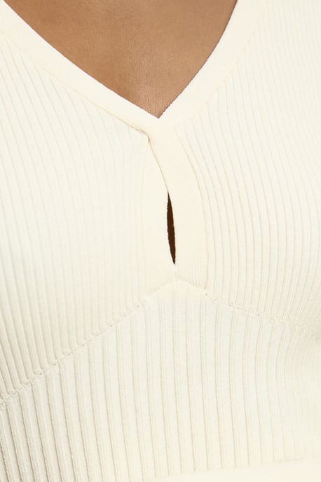 Knit Pointelle Stitch Detail Top - Image 4