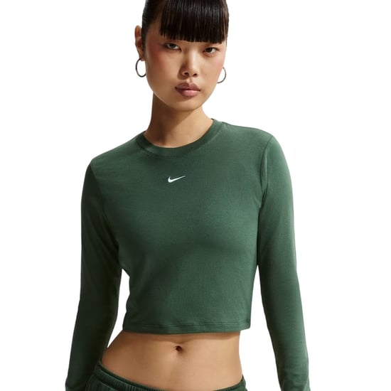 Nike Stickad långärmad t-shirt för dam och herr (Gran/Vit) - Image 4