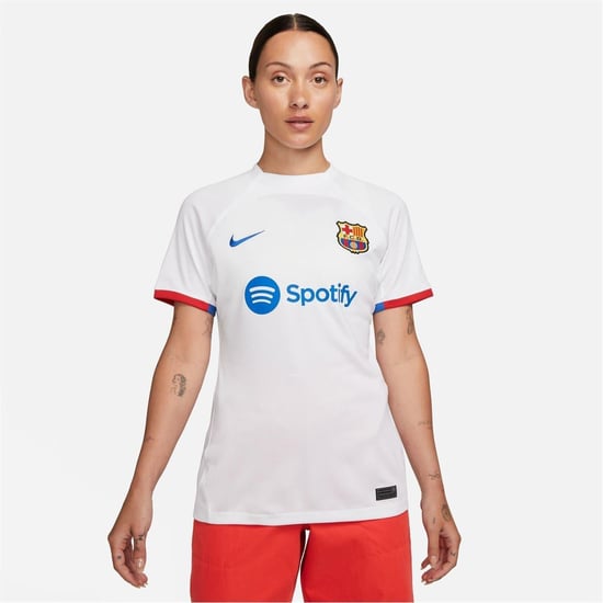 Nike FC Barcelona bortatröja för damer (Vit/Enfärgad röd) - Image 4