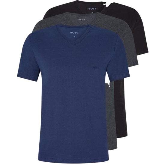Boss Heren-T-shirt met V-hals en logo (set van 3) (Marine/Grijs/Zwart) - Image 2