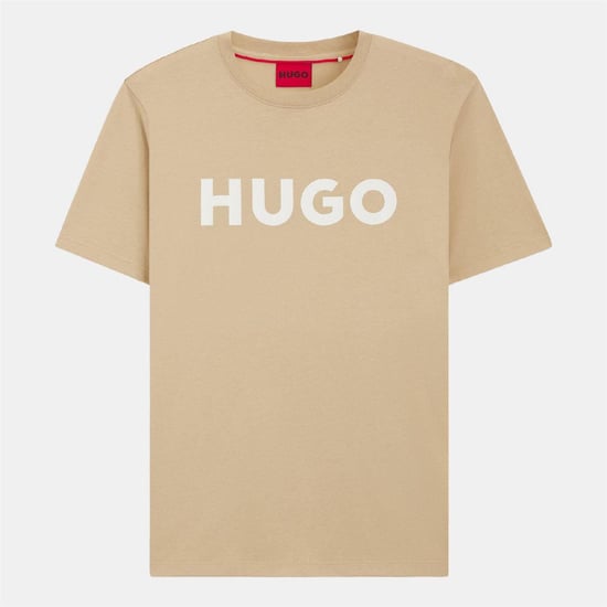 Hugo Heren-T-shirt met Dulivio-logo in contrasterende kleuren (Medium Beige) - Image 1