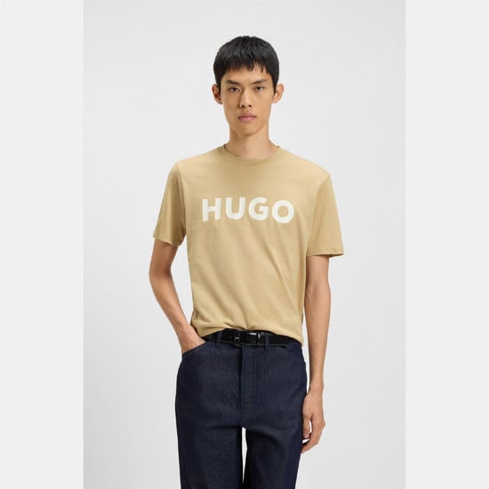 Hugo Heren-T-shirt met Dulivio-logo in contrasterende kleuren (Medium Beige) - Image 3