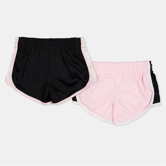 Girls Reebok 2 Pack Black Bermuda Shorts in Pink Lady - Image 2