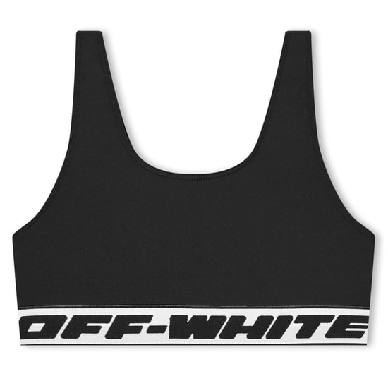 Girls Off White Lettering Bikini Top in Black/Black - Image 3