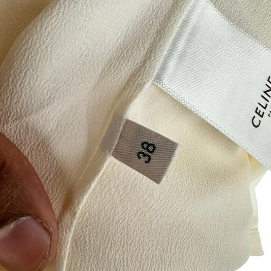Celine Vintage Inbyggd Slipsblus i Pastellgul Acetat - Image 6