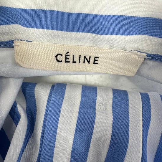 Celine Blus med knappar och ränder i ljusblå bomull - Image 5