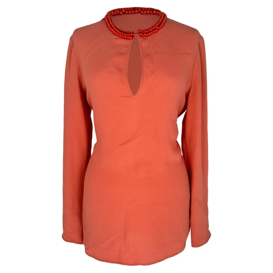Gucci Pärlhalsad Blus i Korall Siden - Image 1