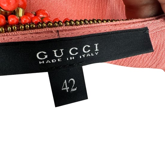 Gucci Pärlhalsad Blus i Korall Siden - Image 5