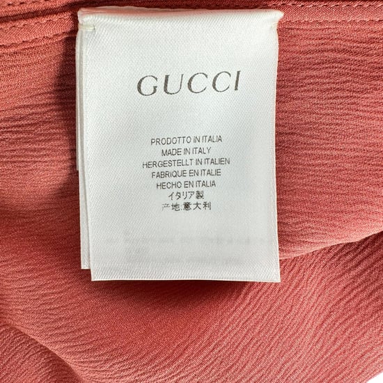 Gucci Pärlhalsad Blus i Korall Siden - Image 6