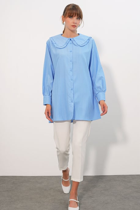 Long-sleeve Textured Shirt With Baby Collar - Image 2