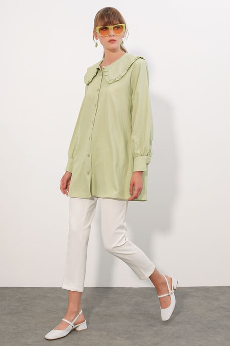 Long-sleeve Textured Shirt With Baby Collar - Image 2