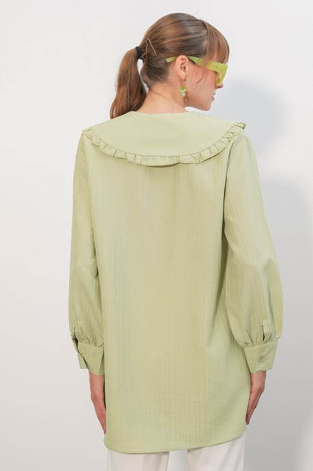 Long-sleeve Textured Shirt With Baby Collar - Image 5
