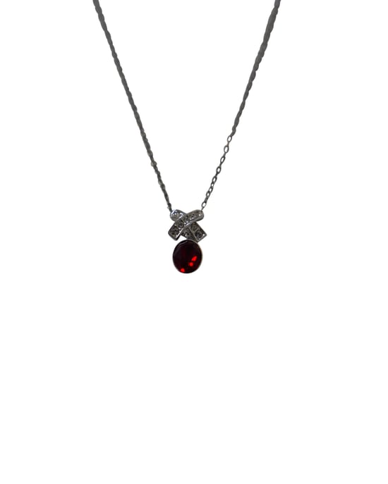 Swarovski oorbellen en halsketting sieradenset met rode kristallen. - Image 2