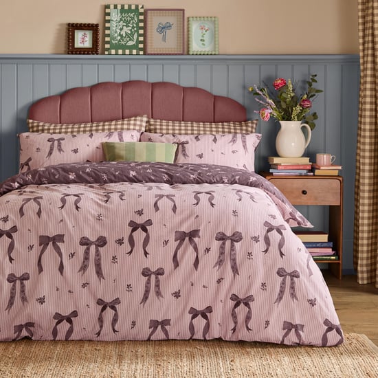 Furn Belle Stripe Reversible Duvet Cover Set, Rosewood - Image 1