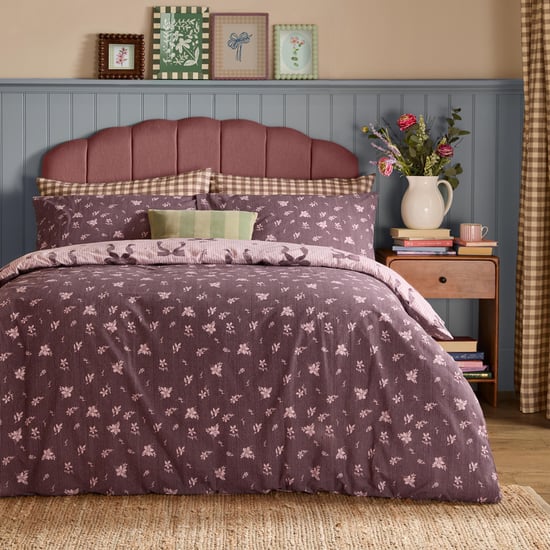Furn Belle Stripe Reversible Duvet Cover Set, Rosewood - Image 2