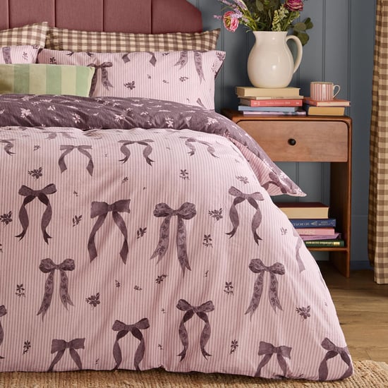 Furn Belle Stripe Reversible Duvet Cover Set, Rosewood - Image 4