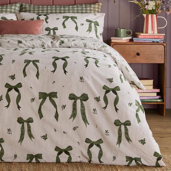 Furn Belle Stripe Reversible Duvet Cover Set, Evergreen - Image 4