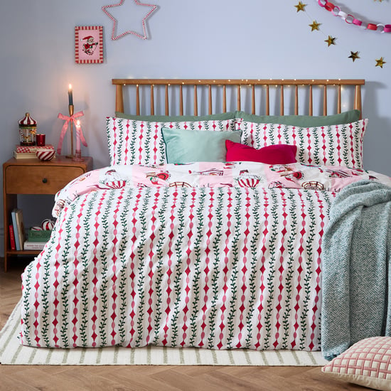 Furn Passport To The North Pole Christmas Reversible Duvet Cover Set, Candy Floss/Linen - Image 2
