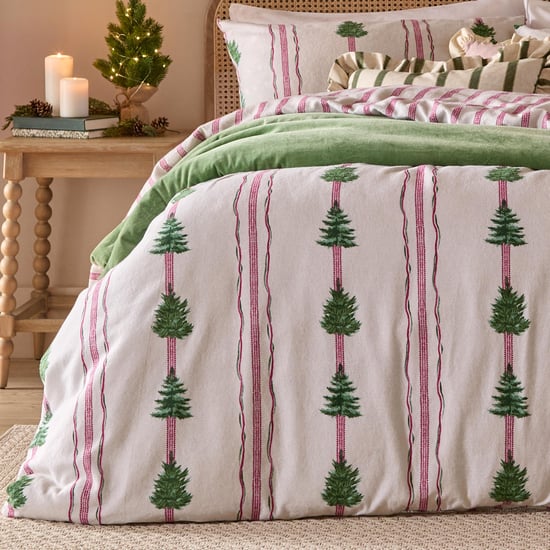Wylder Spruce Stripe Reversible Brushed Cotton Duvet Cover Set, Oat - Image 3