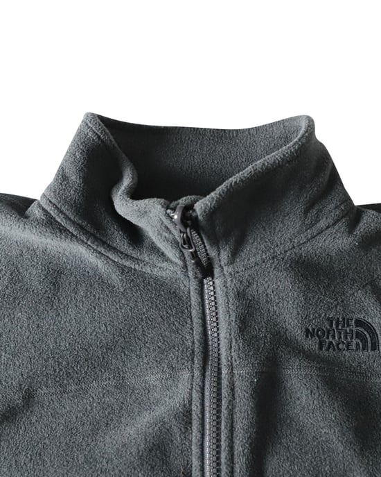 The North Face 100 Glacier fleecejack met volledige ritssluiting voor heren, gemaakt van grijs gerecycled polyester. - Image 3