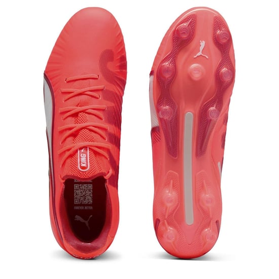 Puma Heren King Ultimate Stevige Grond Voetbalschoenen (Rood, Wit) - Image 3