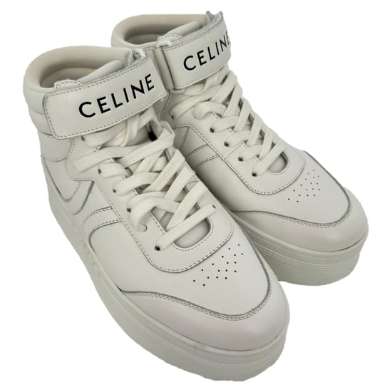 Celine Sneakers med kardborreband i vitt läder - Image 5