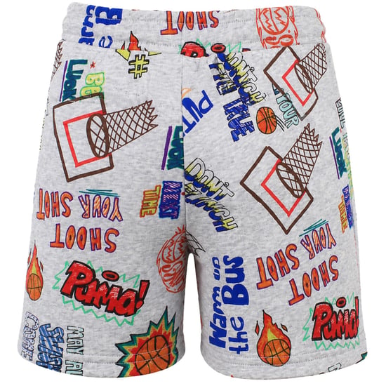 Puma HOOPS AOP Kids Grey Shorts - Image 2