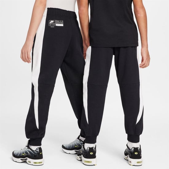 Nike Joggingbyxor i fleece med färgblock för barn (Svart/vit) - Image 4
