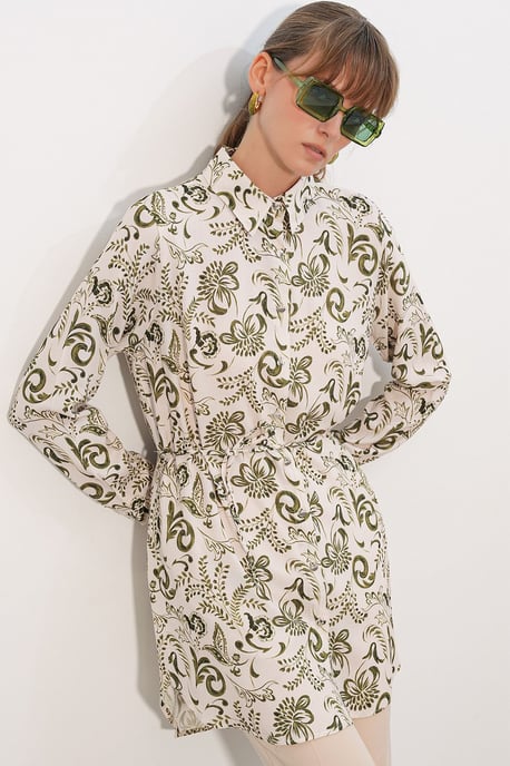 Bloemen Viscose Crepe Gehakte Lange Shirt - Image 3