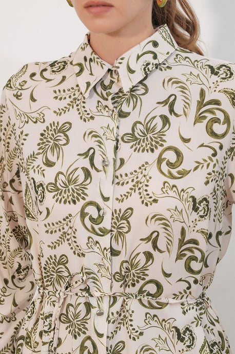 Bloemen Viscose Crepe Gehakte Lange Shirt - Image 4