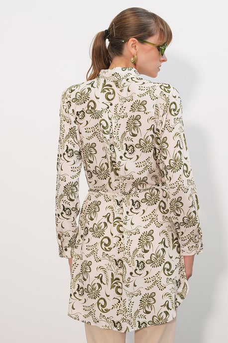 Bloemen Viscose Crepe Gehakte Lange Shirt - Image 5
