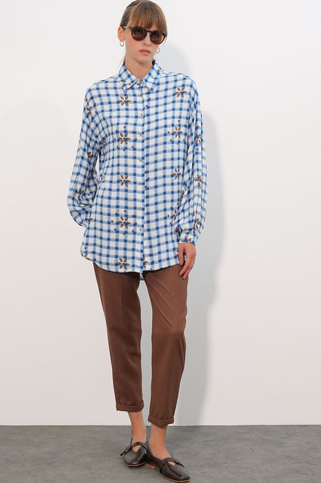 Overmaatse Geruite Crepe Blouse - Image 2
