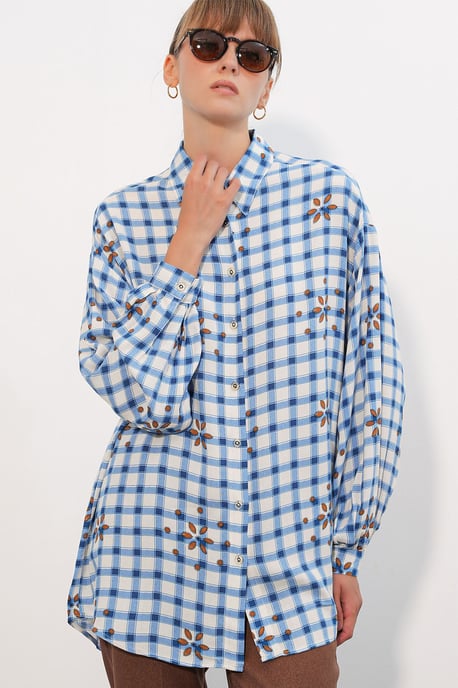 Overmaatse Geruite Crepe Blouse - Image 3