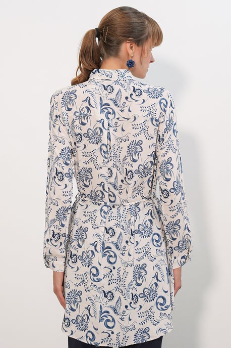 Bloemige Viscosel Crepe Riemlongshirt - Image 6